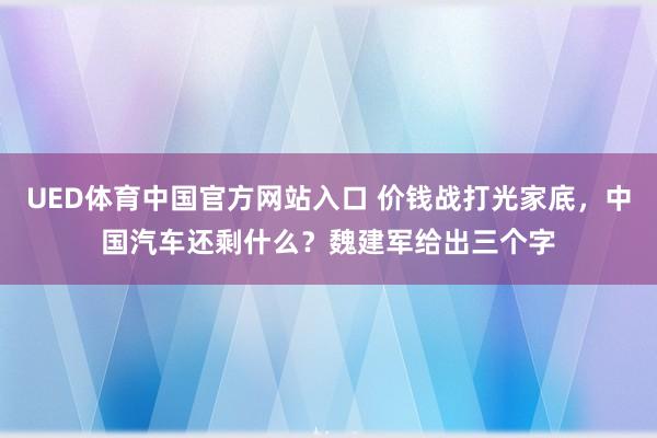 UED体育中国官方网站入口 价钱战打光家底，中国汽车还剩什么？魏建军给出三个字