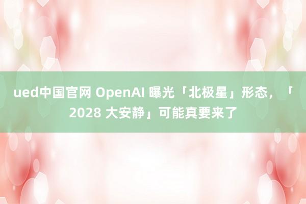 ued中国官网 OpenAI 曝光「北极星」形态，「2028 大安静」可能真要来了