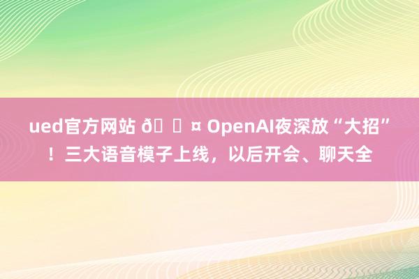 ued官方网站 🎤 OpenAI夜深放“大招”！三大语音模子上线，以后开会、聊天全