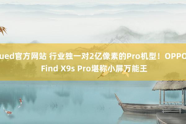 ued官方网站 行业独一对2亿像素的Pro机型！OPPO Find X9s Pro堪称小屏万能王