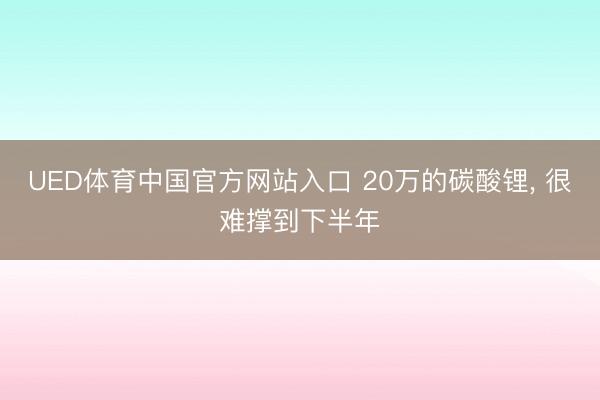 UED体育中国官方网站入口 20万的碳酸锂， 很难撑到下半年