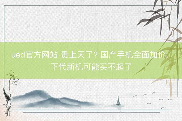 ued官方网站 贵上天了? 国产手机全面加价， 下代新机可能买不起了