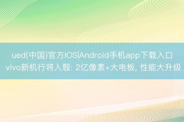 ued(中国)官方IOS|Android手机app下载入口 vivo新机行将入彀: 2亿像素+大电板， 性能大升级
