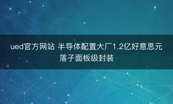 ued官方网站 半导体配置大厂1.2亿好意思元落子面板级封装