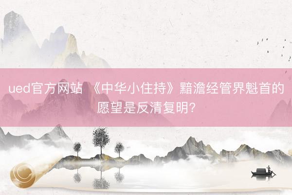 ued官方网站 《中华小住持》黯澹经管界魁首的愿望是反清复明?