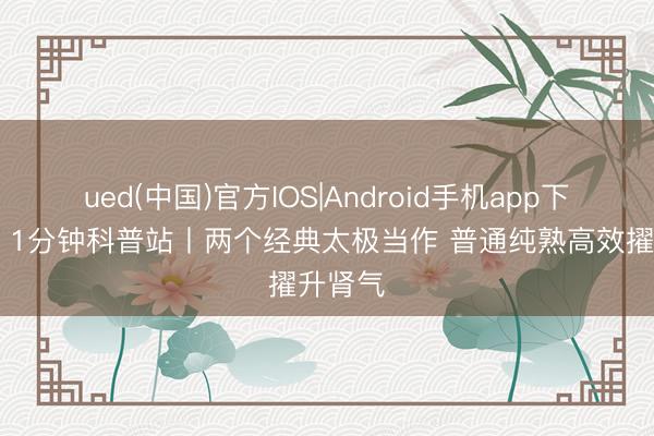ued(中国)官方IOS|Android手机app下载入口 1分钟科普站丨两个经典太极当作 普通纯熟高效擢升肾气