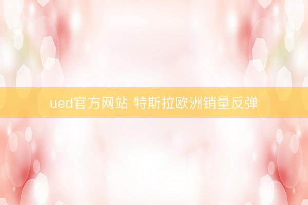 ued官方网站 特斯拉欧洲销量反弹