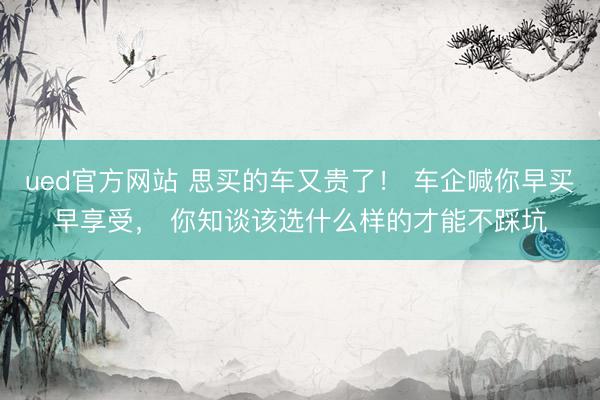 ued官方网站 思买的车又贵了！ 车企喊你早买早享受， 你知谈该选什么样的才能不踩坑
